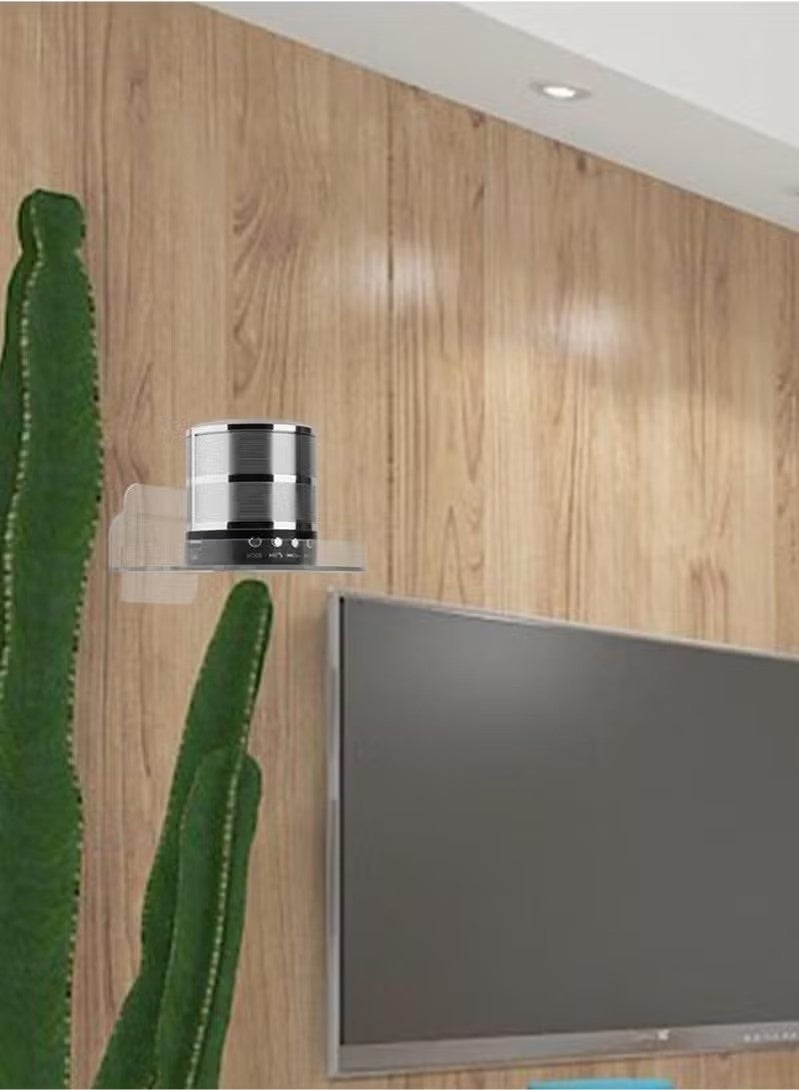 3 Pcs Acrylic Small Wall Shelf, Surveillance Bracket with Adhesive, Mini Floating Wall Shelves for Security Cameras, Webcam, Speakers, Baby Monitors, Easy to Install No Drill,11*9.5*3cm - Image 5